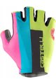 CASTELLI Cyklistické rukavice krátkoprsté - COMPETIZIONE 2 - světle zelená/modrá/růžová