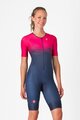 CASTELLI Cyklistická kombinéza - CORE TRI W SUIT SHORT SLEEVE - modrá/růžová