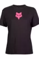 FOX Cyklistické triko s krátkým rukávem - W FOX HEAD - černá/růžová