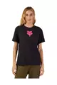 FOX Cyklistické triko s krátkým rukávem - W FOX HEAD - černá/růžová