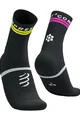 COMPRESSPORT Cyklistické ponožky klasické - PRO MARATHON V2.0 - černá/žlutá/růžová