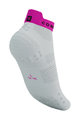 COMPRESSPORT Cyklistické ponožky kotníkové - PRO RACING V4.0 RUN LOW - bílá/růžová/žlutá