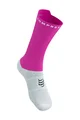 COMPRESSPORT Cyklistické ponožky klasické - PRO RACING V4.0 BIKE - bílá/růžová