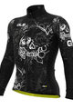 ALÉ Cyklistický dres s dlouhým rukávem zimní - SKULL WINTER - černá/bílá