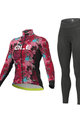 ALÉ Cyklistický zimní dres a kalhoty - AMAZZONIA LADY WNT - bordó/růžová/černá