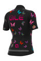 ALÉ Cyklistický dres s krátkým rukávem - BUTTERFLY LADY - černá