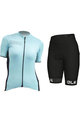 ALÉ Cyklistický krátký dres a krátké kalhoty - COLOR BLOCK LADY - černá/světle modrá/bílá