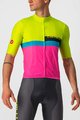 CASTELLI Cyklistický dres s krátkým rukávem - A BLOCCO  - černá/růžová/modrá/žlutá