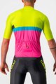 CASTELLI Cyklistický dres s krátkým rukávem - A BLOCCO  - černá/růžová/modrá/žlutá