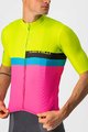 CASTELLI Cyklistický dres s krátkým rukávem - A BLOCCO  - černá/růžová/modrá/žlutá