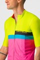CASTELLI Cyklistický dres s krátkým rukávem - A BLOCCO  - černá/růžová/modrá/žlutá