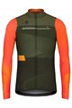 GOBIK Cyklistický dres s dlouhým rukávem zimní - SUPERCOBBLE - oranžová/zelená