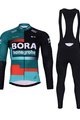 BONAVELO Cyklistický zimní dres a kalhoty - BORA 2023 WINTER - červená/černá/zelená/bílá