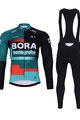 BONAVELO Cyklistický zimní dres a kalhoty - BORA 2024 WINTER - červená/bílá/černá/zelená