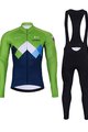 BONAVELO Cyklistický zimní dres a kalhoty - SLOVENIA WINTER - zelená/černá/modrá
