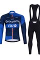 BONAVELO Cyklistický zimní dres a kalhoty - FDJ 2023 WINTER - černá/modrá