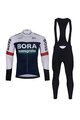 BONAVELO Cyklistický dlouhý dres a kalhoty - BORA 2025 WINTER - černá/bílá/modrá