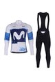 BONAVELO Cyklistický dlouhý dres a kalhoty - MOVISTAR 2025 WINTER - modrá/černá/bílá