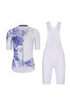 RIVANELLE BY HOLOKOLO Cyklistický krátký dres a krátké kalhoty - FLOWERY - bílá/modrá