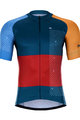 HOLOKOLO Cyklistický dres s krátkým rukávem - ENGRAVE - červená/oranžová/modrá