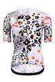 MONTON Cyklistický krátký dres a krátké kalhoty - LEOPARD LADY - bílá/růžová/černá