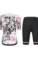 MONTON Cyklistický krátký dres a krátké kalhoty - LEOPARD LADY - bílá/růžová/černá