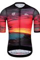 MONTON Cyklistický dres s krátkým rukávem - SKULL SUNSET - černá/červená