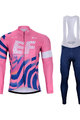 BONAVELO Cyklistický zimní dres a kalhoty - EDUCATION F. '20 WNT - modrá/černá/růžová