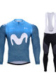 BONAVELO Cyklistický zimní dres a kalhoty - MOVISTAR 2020 WINTER - černá/modrá