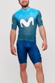 BONAVELO Cyklistický krátký dres a krátké kalhoty - MOVISTAR 2021 - bílá/modrá