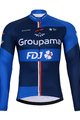 BONAVELO Cyklistický zimní dres a kalhoty - FDJ 2023 WINTER - černá/modrá