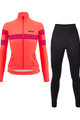 SANTINI Cyklistický zimní dres a kalhoty - CORAL BENGAL+OMNIA W - černá/růžová