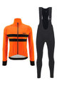 SANTINI Cyklistická zimní bunda a kalhoty - COLORE HALO + LAVA - oranžová/černá