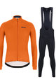 SANTINI Cyklistický zimní dres a kalhoty - COLORE WINTER II - černá/oranžová