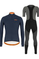 SANTINI Cyklistický zimní dres a kalhoty - COLORE WINTER - černá/šedá/modrá