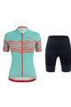SANTINI Cyklistický krátký dres a krátké kalhoty - TONO PROFILO LADY - modrá/černá/oranžová