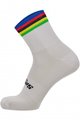 SANTINI Cyklistické ponožky klasické - UCI RAINBOW - bílá/duhová