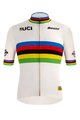 SANTINI Cyklistický dres s krátkým rukávem - UCI WORLD 100 GOLD - duhová/bílá