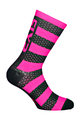 SIX2 Cyklistické ponožky klasické - LUXURY MERINO - růžová/černá