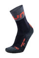 UYN Cyklistické ponožky klasické - LIGHT - šedá/červená/černá