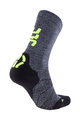 UYN Cyklistické ponožky klasické - MERINO - šedá/černá/žlutá