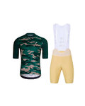 HOLOKOLO Cyklistický krátký dres a krátké kalhoty - CAMOTRAIL - béžová/zelená
