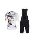 RIVANELLE Cyklistický krátký dres a krátké kalhoty - FLOWERY LADY - bílá/vícebarevná/černá