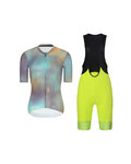 RIVANELLE Cyklistický krátký dres a krátké kalhoty - COSMA - žlutá/černá/fialová/zlatá
