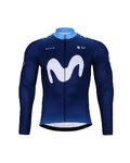 BONAVELO Cyklistický zimní dres a kalhoty - MOVISTAR 2024 WINTER - černá/modrá