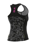 ALÉ Cyklistický dres bez rukávů - SOLID TRIANGLES LADY - šedá/černá
