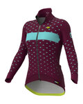 ALÉ Cyklistická zateplená bunda - PR-R STARS - bordó/tyrkysová