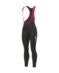 ALÉ Cyklistické kalhoty dlouhé s laclem - SOLID ESSENTIAL - růžová/černá
