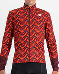 SPORTFUL Cyklistická zateplená bunda - PIXEL - červená/hnědá