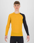 KARPOS Cyklistické triko s dlouhým rukávem - DINAMICO MERINO 130 - žlutá/černá